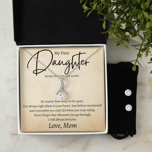 Alluring Beauty And  Clear Cubic Zirconia Earrings Bundle with Custom Message Card for Daughter