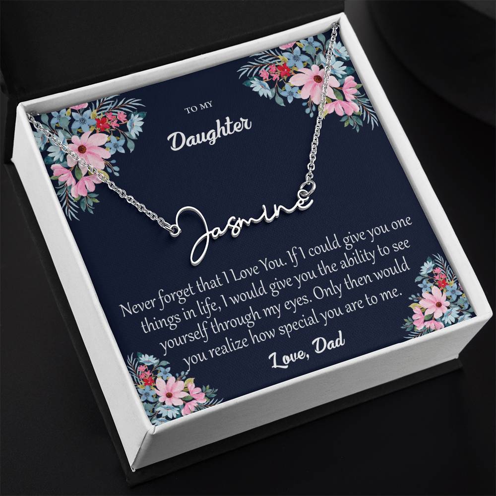 Personalized Signature Name Necklace with Custom Gift Card for Daughter MADE IN THE USA!