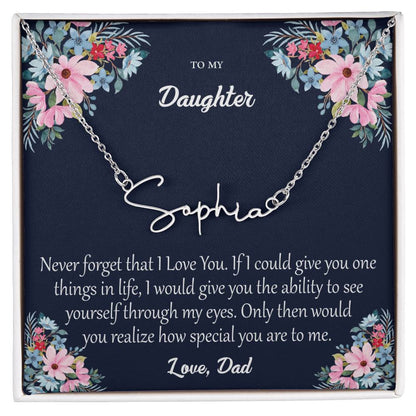 Personalized Signature Name Necklace with Custom Gift Card for Daughter MADE IN THE USA!