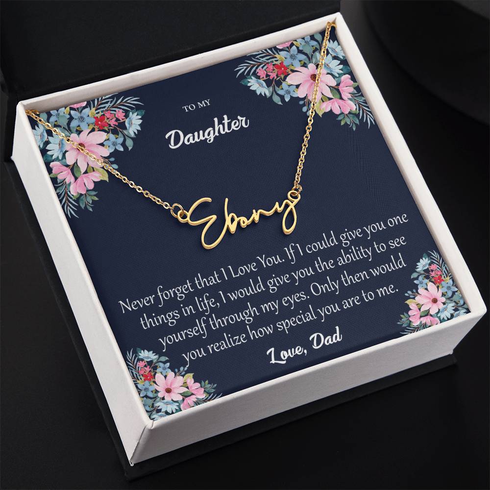 Personalized Signature Name Necklace with Custom Gift Card for Daughter MADE IN THE USA!