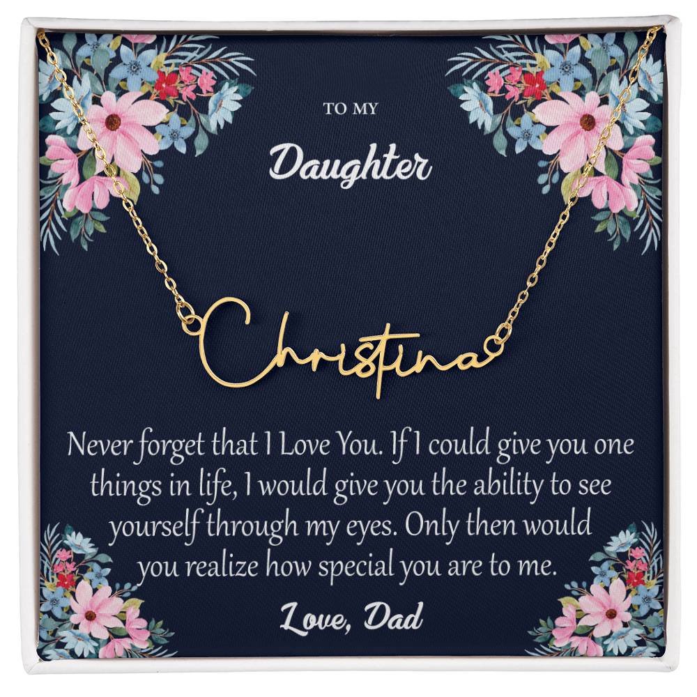 Personalized Signature Name Necklace with Custom Gift Card for Daughter MADE IN THE USA!