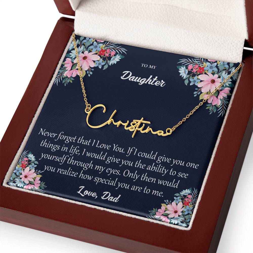 Personalized Signature Name Necklace with Custom Gift Card for Daughter MADE IN THE USA!