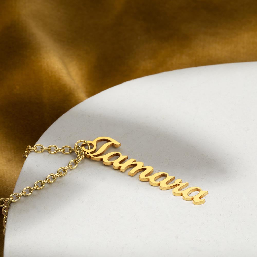 Personalized Vertical Name Necklace With Message Card For Daughter