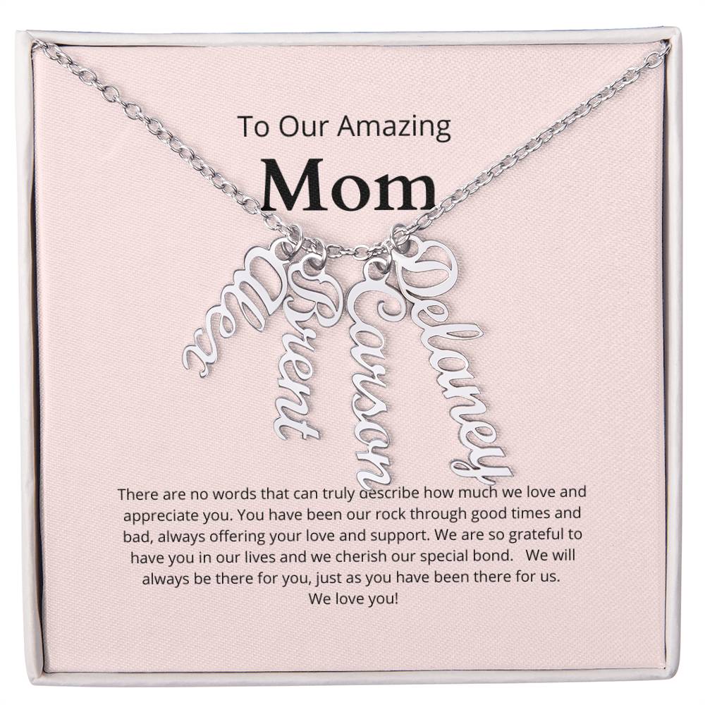 Personalized Name Necklace for Mom With Up To Four Names of Children MADE IN THE USA!