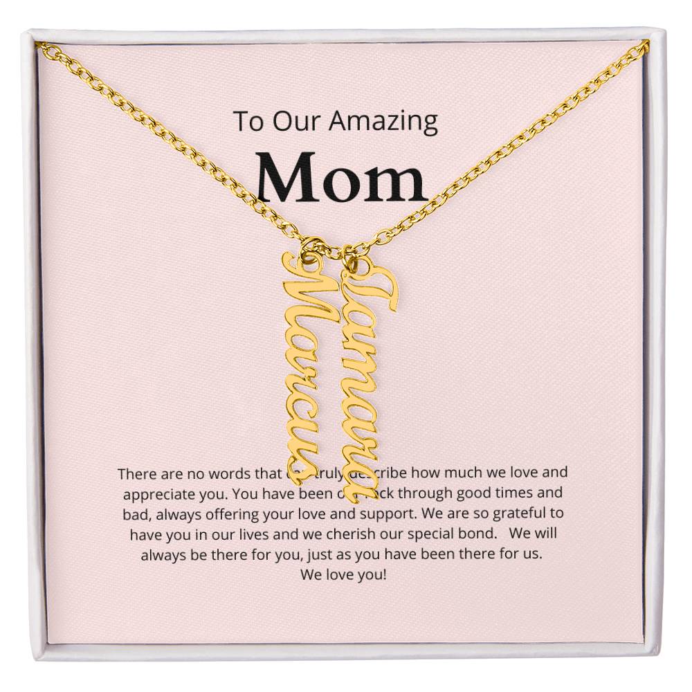 Personalized Name Necklace for Mom With Up To Four Names of Children MADE IN THE USA!