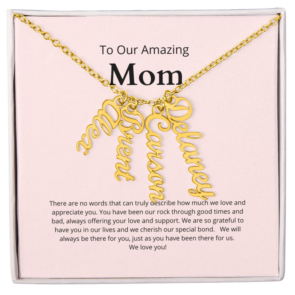 Personalized Name Necklace for Mom With Up To Four Names of Children MADE IN THE USA!