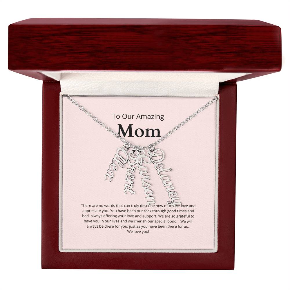 Personalized Name Necklace for Mom With Up To Four Names of Children MADE IN THE USA!