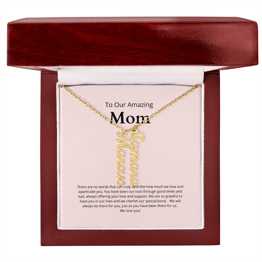 Personalized Name Necklace for Mom With Up To Four Names of Children MADE IN THE USA!