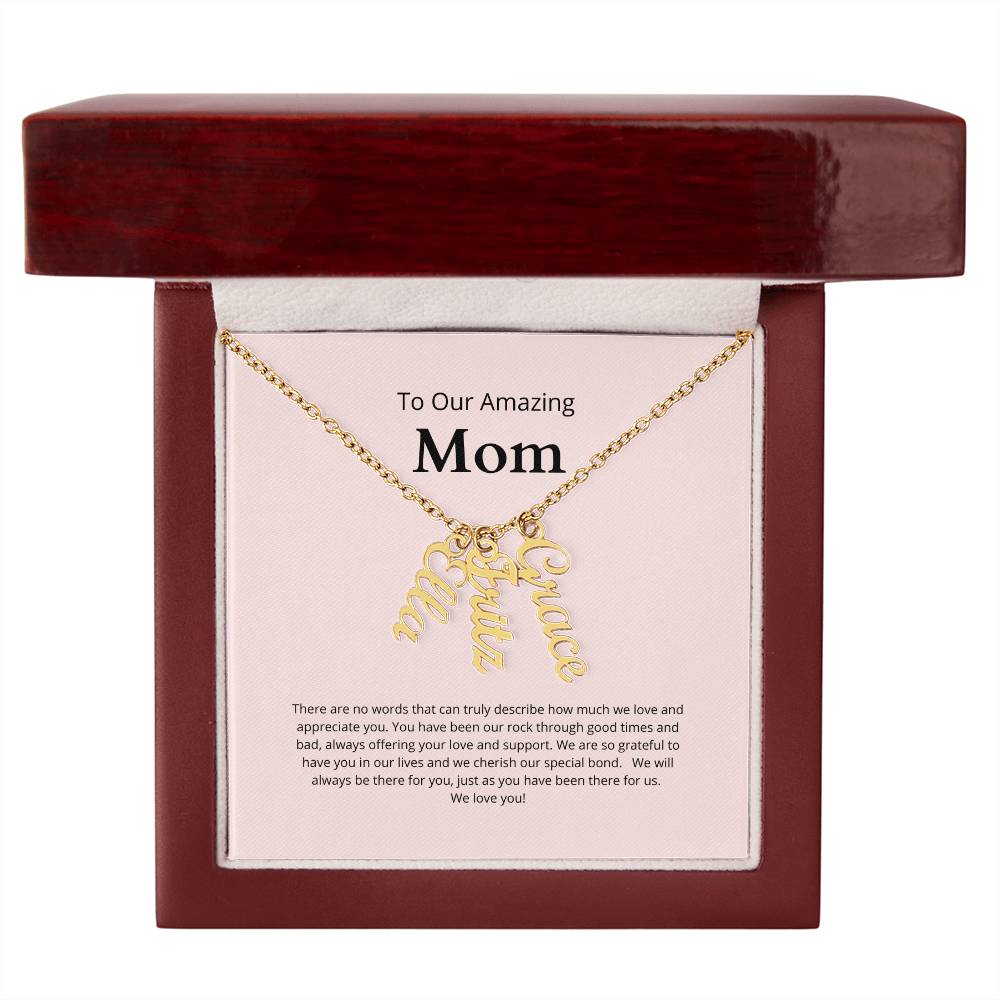 Personalized Name Necklace for Mom With Up To Four Names of Children MADE IN THE USA!