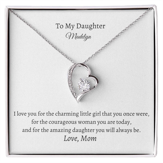 Forever Love Necklace for Daughter with Personalized Message Card - Add Name