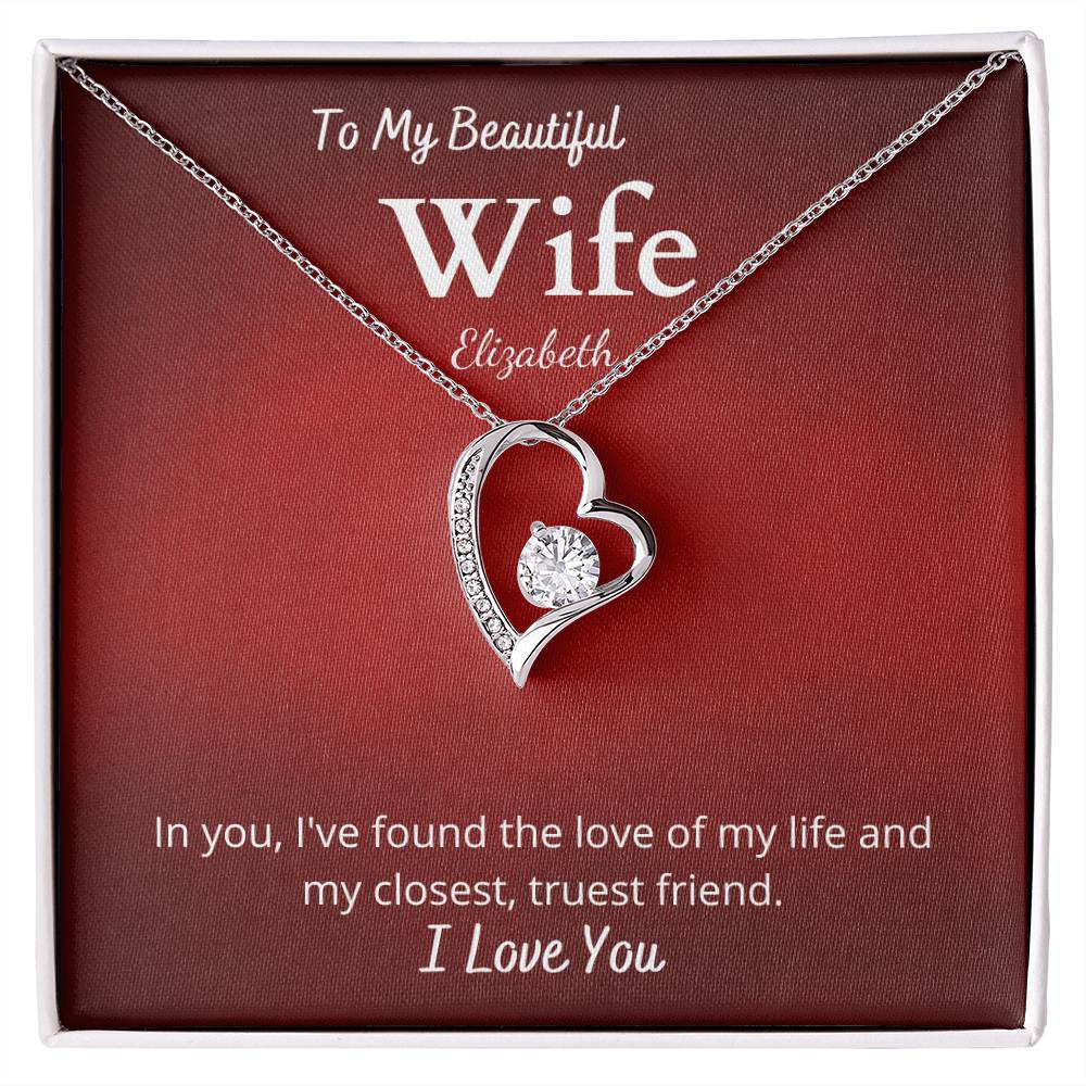 Forever Love Necklace with Personalized Message Card For Wife