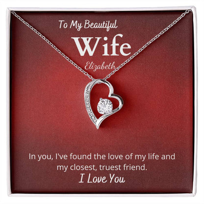 Forever Love Necklace with Personalized Message Card For Wife