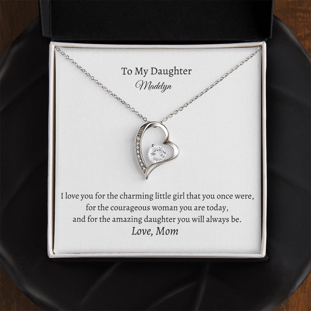 Forever Love Necklace for Daughter with Personalized Message Card - Add Name