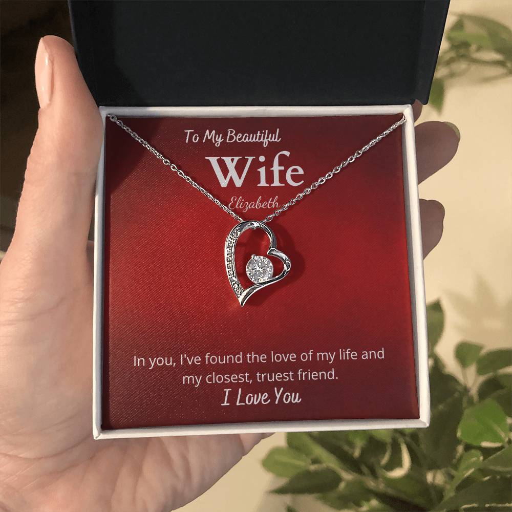 Forever Love Necklace with Personalized Message Card For Wife