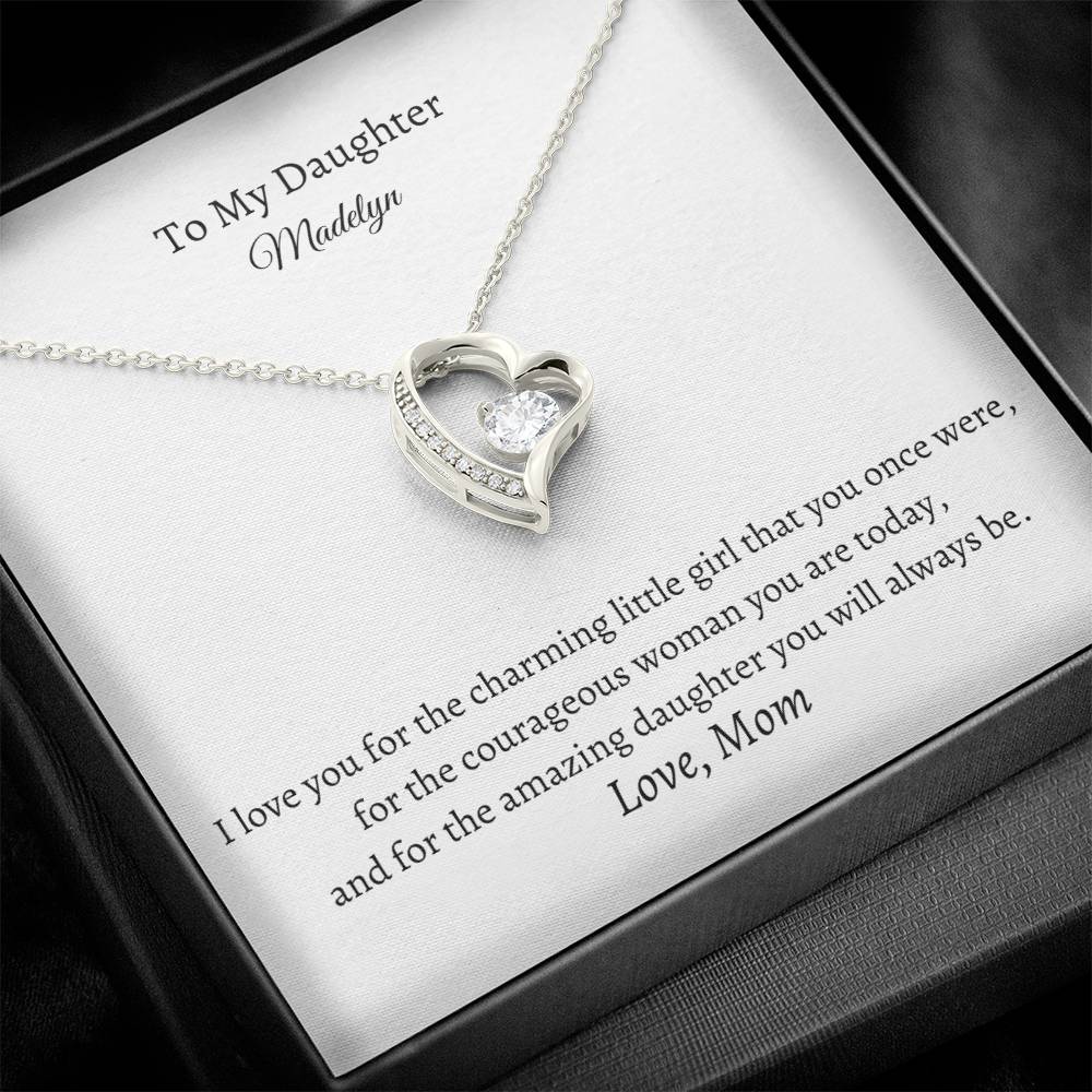 Forever Love Necklace for Daughter with Personalized Message Card - Add Name