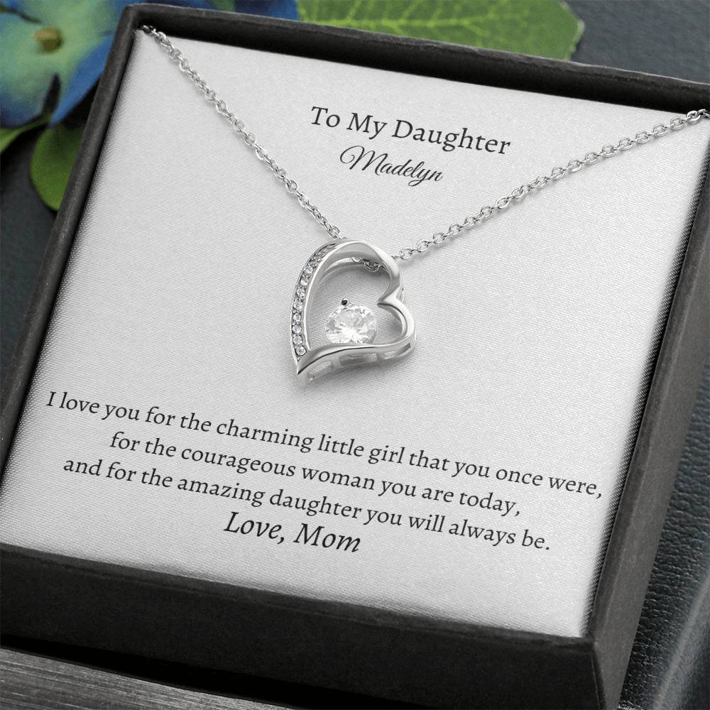 Forever Love Necklace for Daughter with Personalized Message Card - Add Name