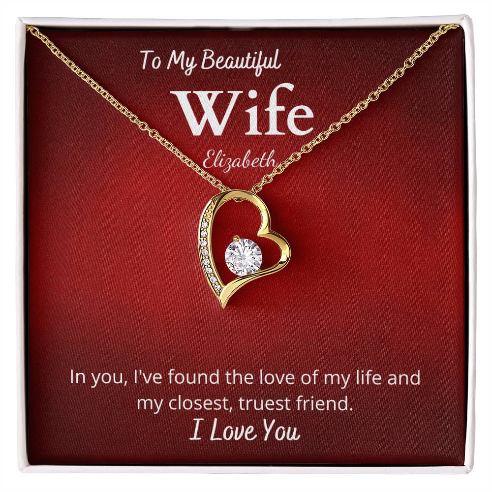 Forever Love Necklace with Personalized Message Card For Wife