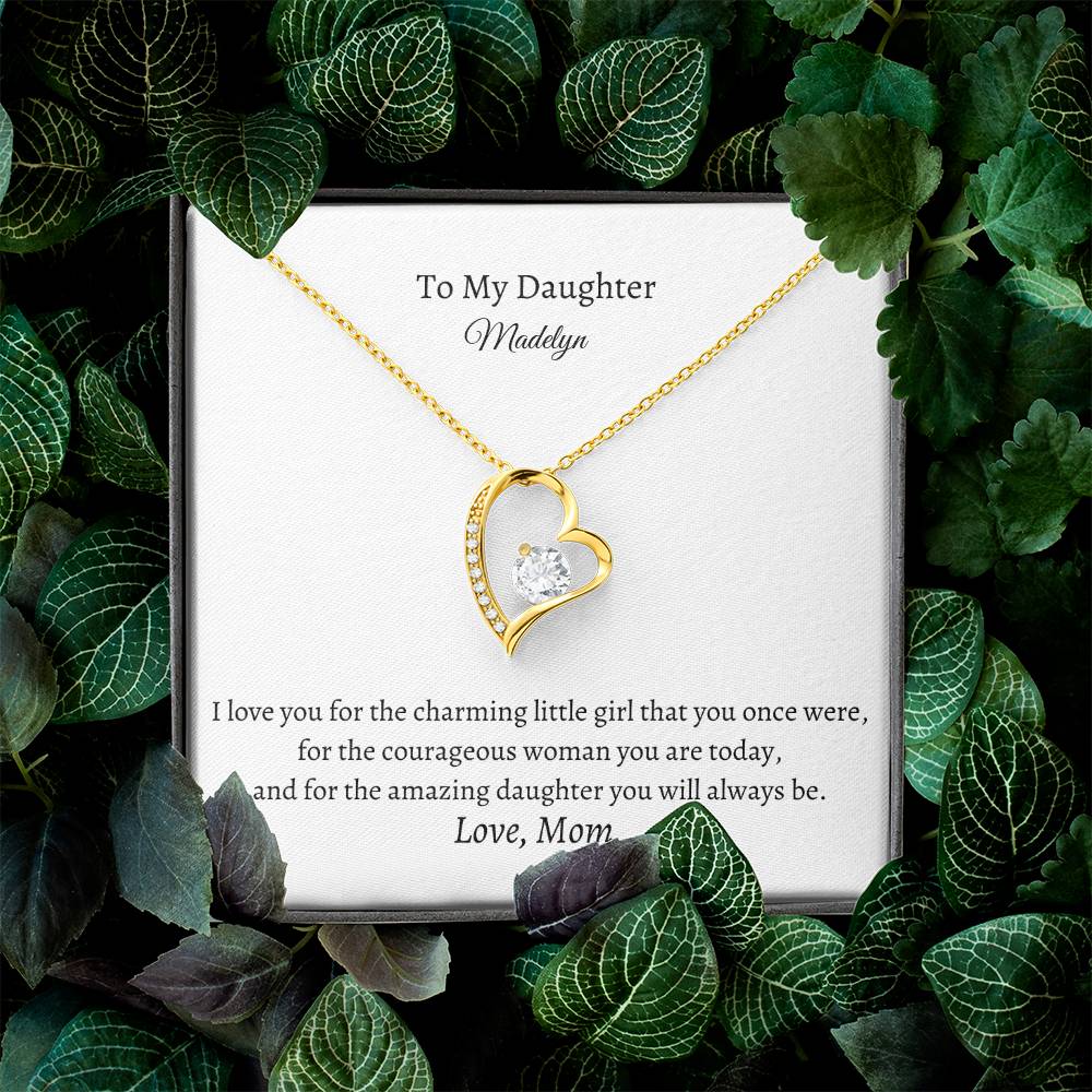 Forever Love Necklace for Daughter with Personalized Message Card - Add Name