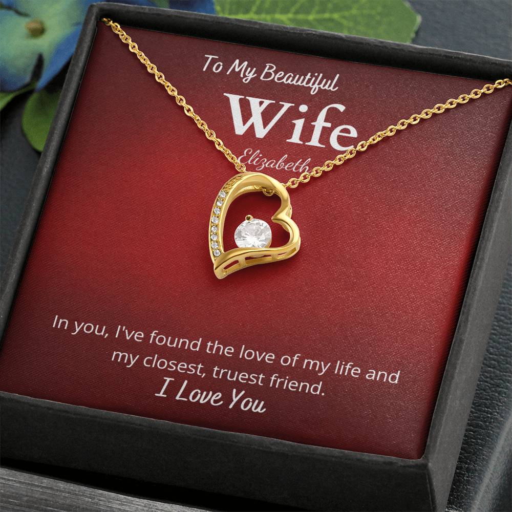 Forever Love Necklace with Personalized Message Card For Wife